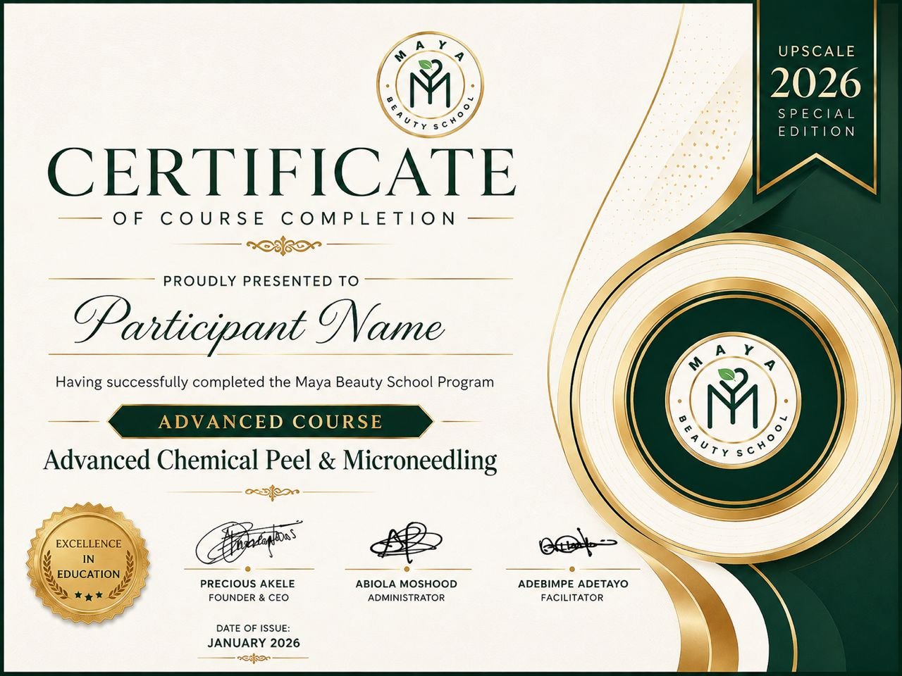 Maya Organics - Certificate sample